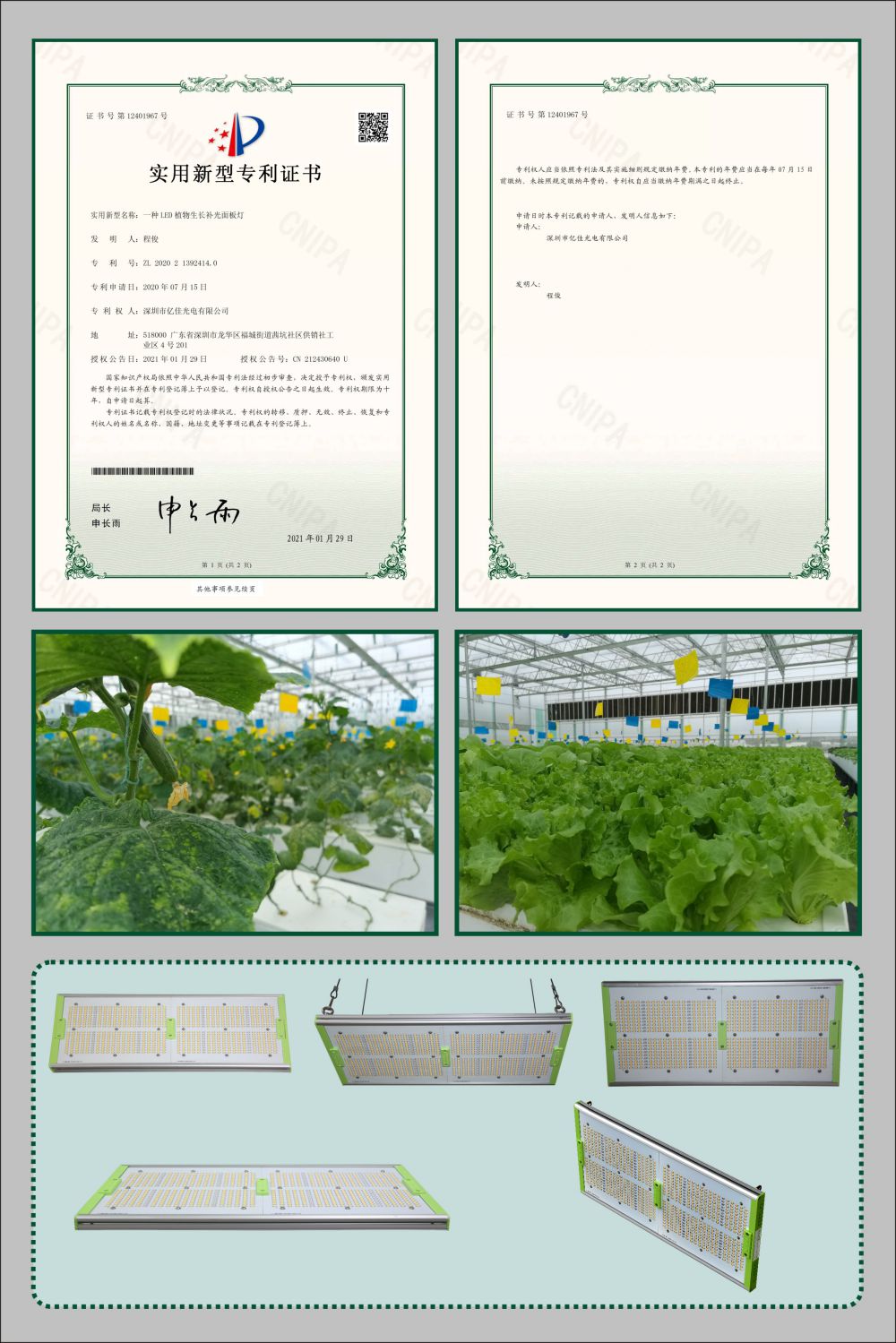 EBET易博植物生长面板灯适用新型专利